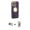MARSİLYAN™- iPhone 13 Pro Max Kılıf İz Form Serisi - Siyah Bilvis 3D Cam Ekran Koruyucu + Rainbow Kamera Lens Koruma Cam - KI