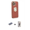 MARSİLYAN™- iPhone 13 Pro Max Kılıf İz Form Serisi - Siyah Bilvis 3D Cam Ekran Koruyucu + Renkli Kamera Lens Koruma Cam - MI