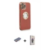 MARSİLYAN™- iPhone 13 Pro Max Kılıf İz Form Serisi - Siyah Bilvis 3D Cam Ekran Koruyucu + Renkli Kamera Lens Koruma Cam - TU
