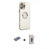 MARSİLYAN™- iPhone 13 Pro Max Kılıf İz Form Serisi - Siyah Bilvis 3D Cam Ekran Koruyucu + Renkli Kamera Lens Koruma Cam - YL