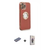MARSİLYAN™- iPhone 13 Pro Max Kılıf İz Form Serisi - Siyah Bilvis 3D Cam Ekran Koruyucu + Renkli Kamera Lens Koruma Cam - PE