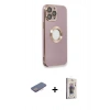 MARSİLYAN™- iPhone 13 Pro Max Kılıf İz Form Serisi - Siyah Bilvis 3D Cam Ekran Koruyucu + Renkli Kamera Lens Koruma Cam - PE