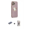 MARSİLYAN™- iPhone 13 Pro Max Kılıf İz Form Serisi - Siyah Bilvis 3D Cam Ekran Koruyucu + Renkli Kamera Lens Koruma Cam - MI