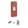 MARSİLYAN™- iPhone 13 Pro Max Kılıf İz Form Serisi - Siyah Bilvis 3D Cam Ekran Koruyucu + Sarı Renkli Kamera Lens Koruma Cam