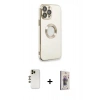 MARSİLYAN™- iPhone 13 Pro Max Kılıf İz Form Serisi - Siyah Bilvis 3D Cam Ekran Koruyucu + Shine Kamera Lens - GD