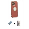 MARSİLYAN™- iPhone 13 Pro Max Kılıf İz Form Serisi - Siyah Bilvis 3D Cam Ekran Koruyucu + Shine Kamera Lens Koruma Cam - GI