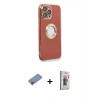 MARSİLYAN™- iPhone 13 Pro Max Kılıf İz Form Serisi - Siyah Bilvis 3D Cam Ekran Koruyucu + Shine Kamera Lens Koruma Cam - PE