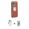 MARSİLYAN™- iPhone 13 Pro Max Kılıf İz Form Serisi - Siyah Bilvis 3D Cam Ekran Koruyucu + Shine Kamera Lens - GD