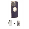 MARSİLYAN™- iPhone 13 Pro Max Kılıf İz Form Serisi - Siyah Bilvis 3D Cam Ekran Koruyucu + Shine Kamera Lens - GD