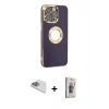 MARSİLYAN™- iPhone 13 Pro Max Kılıf İz Form Serisi - Siyah Bilvis 3D Cam Ekran Koruyucu + Pers Alüminyum Kamera Lens - SABE