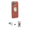 MARSİLYAN™- iPhone 13 Pro Max Kılıf İz Form Serisi - Siyah Bilvis 3D Cam Ekran Koruyucu + Pers Alüminyum Kamera Lens - SABE