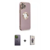 MARSİLYAN™- iPhone 13 Pro Max Kılıf İz Form Serisi - Siyah Bilvis 3D Cam Ekran Koruyucu + Neon Fosforlu Kamera Lens - YL