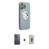 MARSİLYAN™- iPhone 13 Pro Max Kılıf İz Form Serisi - Siyah Bilvis 3D Cam Ekran Koruyucu + Neon Fosforlu Kamera Lens - YL