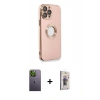 MARSİLYAN™- iPhone 13 Pro Max Kılıf İz Form Serisi - Siyah Bilvis 3D Cam Ekran Koruyucu + Neon Fosforlu Kamera Lens - YL