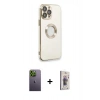 MARSİLYAN™- iPhone 13 Pro Max Kılıf İz Form Serisi - Siyah Bilvis 3D Cam Ekran Koruyucu + Neon Fosforlu Kamera Lens - YL