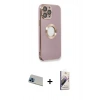 MARSİLYAN™- iPhone 13 Pro Max Kılıf İz Form Serisi - Siyah Bilvis 3D Mat Cam Ekran Koruyucu + Rainbow Kamera Lens Koruma Cam - MI