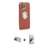 MARSİLYAN™- iPhone 13 Pro Max Kılıf İz Form Serisi - Siyah Bilvis 3D Mat Cam Ekran Koruyucu + Rainbow Kamera Lens Koruma Cam - MI