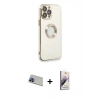 MARSİLYAN™- iPhone 13 Pro Max Kılıf İz Form Serisi - Siyah Bilvis 3D Mat Cam Ekran Koruyucu + Rainbow Kamera Lens Koruma Cam - MI