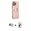 MARSİLYAN™- iPhone 13 Pro Max Kılıf İz Form Serisi - Siyah Bilvis 3D Mat Cam Ekran Koruyucu + Rainbow Kamera Lens Koruma Cam - MI