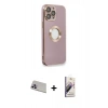 MARSİLYAN™- iPhone 13 Pro Max Kılıf İz Form Serisi - Siyah Bilvis 3D Mat Cam Ekran Koruyucu + Mor Rainbow Kamera Lens Koruma Cam