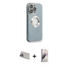 MARSİLYAN™- iPhone 13 Pro Max Kılıf İz Form Serisi - Siyah Bilvis 3D Mat Cam Ekran Koruyucu + Mor Rainbow Kamera Lens Koruma Cam