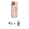 MARSİLYAN™- iPhone 13 Pro Max Kılıf İz Form Serisi - Siyah Bilvis 3D Mat Cam Ekran Koruyucu + Mor Rainbow Kamera Lens Koruma Cam