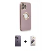 MARSİLYAN™- iPhone 13 Pro Max Kılıf İz Form Serisi - Siyah Bilvis 3D Mat Cam Ekran Koruyucu + Neon Fosforlu Kamera Lens - BZ