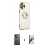MARSİLYAN™- iPhone 13 Pro Max Kılıf İz Form Serisi - Siyah Bilvis 3D Mat Cam Ekran Koruyucu + Neon Fosforlu Kamera Lens - YL