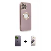 MARSİLYAN™- iPhone 13 Pro Max Kılıf İz Form Serisi - Siyah Bilvis 3D Mat Cam Ekran Koruyucu + Neon Fosforlu Kamera Lens - YL