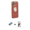 MARSİLYAN™- iPhone 13 Pro Max Kılıf İz Form Serisi - Siyah Bilvis 3D Mat Cam Ekran Koruyucu + Shine Kamera Lens Koruma Cam - PE