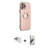 MARSİLYAN™- iPhone 13 Pro Max Kılıf İz Form Serisi - Siyah Bilvis 3D Mat Cam Ekran Koruyucu + Pers Alüminyum Kamera Lens - SABE