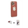 MARSİLYAN™- iPhone 13 Pro Max Kılıf İz Form Serisi - Siyah Bilvis 3D Mat Cam Ekran Koruyucu + Pers Alüminyum Kamera Lens - KI