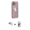 MARSİLYAN™- iPhone 13 Pro Max Kılıf İz Form Serisi - Siyah Bilvis 3D Mat Cam Ekran Koruyucu + Pers Alüminyum Kamera Lens - SABE