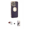 MARSİLYAN™- iPhone 13 Pro Max Kılıf İz Form Serisi - Siyah Bilvis 3D Mat Cam Ekran Koruyucu + Pers Alüminyum Kamera Lens - KI
