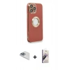 MARSİLYAN™- iPhone 13 Pro Max Kılıf İz Form Serisi - Siyah Bilvis 3D Mat Cam Ekran Koruyucu + Pers Alüminyum Kamera Lens - SABE