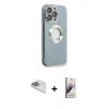 MARSİLYAN™- iPhone 13 Pro Max Kılıf İz Form Serisi - Siyah Bilvis 3D Mat Cam Ekran Koruyucu + Pers Alüminyum Kamera Lens - SABE