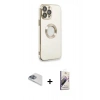 MARSİLYAN™- iPhone 13 Pro Max Kılıf İz Form Serisi - Siyah Bilvis 3D Mat Cam Ekran Koruyucu + Pers Alüminyum Kamera Lens - SABE