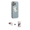 MARSİLYAN™- iPhone 13 Pro Max Kılıf İz Form Serisi - Siyah Bilvis 3D Mat Cam Ekran Koruyucu + Pers Alüminyum Kamera Lens - KI