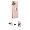 MARSİLYAN™- iPhone 13 Pro Max Kılıf İz Form Serisi - Siyah Bilvis 3D Mat Cam Ekran Koruyucu + Pers Alüminyum Kamera Lens - KI