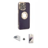 MARSİLYAN™- iPhone 13 Pro Max Kılıf İz Form Serisi - Siyah Bilvis 3D Mat Cam Ekran Koruyucu + Pers Alüminyum Kamera Lens - SABE