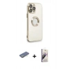 MARSİLYAN™- iPhone 13 Pro Max Kılıf İz Form Serisi - Siyah Bilvis 3D Mat Cam Ekran Koruyucu + Renkli Kamera Lens Koruma Cam - YL