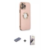 MARSİLYAN™- iPhone 13 Pro Max Kılıf İz Form Serisi - Siyah Bilvis 3D Mat Cam Ekran Koruyucu + Renkli Kamera Lens Koruma Cam - MI