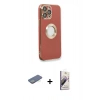 MARSİLYAN™- iPhone 13 Pro Max Kılıf İz Form Serisi - Siyah Bilvis 3D Mat Cam Ekran Koruyucu + Renkli Kamera Lens Koruma Cam - YL