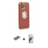 MARSİLYAN™- iPhone 13 Pro Max Kılıf İz Form Serisi - Siyah Bilvis 3D Mat Cam Ekran Koruyucu + Renkli Kamera Lens Koruma Cam - SI