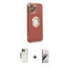 MARSİLYAN™- iPhone 13 Pro Max Kılıf İz Form Serisi - Siyah Bilvis 3D Mat Cam Ekran Koruyucu + Shine Kamera Lens - GD