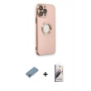 MARSİLYAN™- iPhone 13 Pro Max Kılıf İz Form Serisi - Siyah Bilvis 3D Mat Cam Ekran Koruyucu + Shine Kamera Lens Koruma Cam - GI