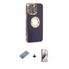 MARSİLYAN™- iPhone 13 Pro Max Kılıf İz Form Serisi - Siyah Bilvis 3D Mat Cam Ekran Koruyucu + Shine Kamera Lens Koruma Cam - GI