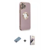 MARSİLYAN™- iPhone 13 Pro Max Kılıf İz Form Serisi - Siyah Bilvis 3D Mat Cam Ekran Koruyucu + Shine Kamera Lens Koruma Cam - GI