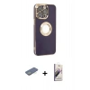 MARSİLYAN™- iPhone 13 Pro Max Kılıf İz Form Serisi - Siyah Bilvis 3D Mat Cam Ekran Koruyucu + Renkli Kamera Lens Koruma Cam - YL
