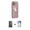 MARSİLYAN™- iPhone 13 Pro Max Kılıf İz Form Serisi - Siyah Bilvis 5in1 3D Magic Cam Ekran Koruyucu + Beyaz Neon Fosforlu Kamera Lens